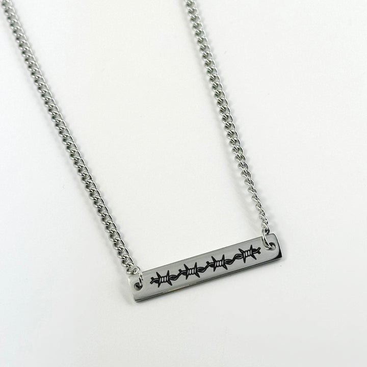BARBED WIRE BAR STAINLESS STEEL NECKLACE