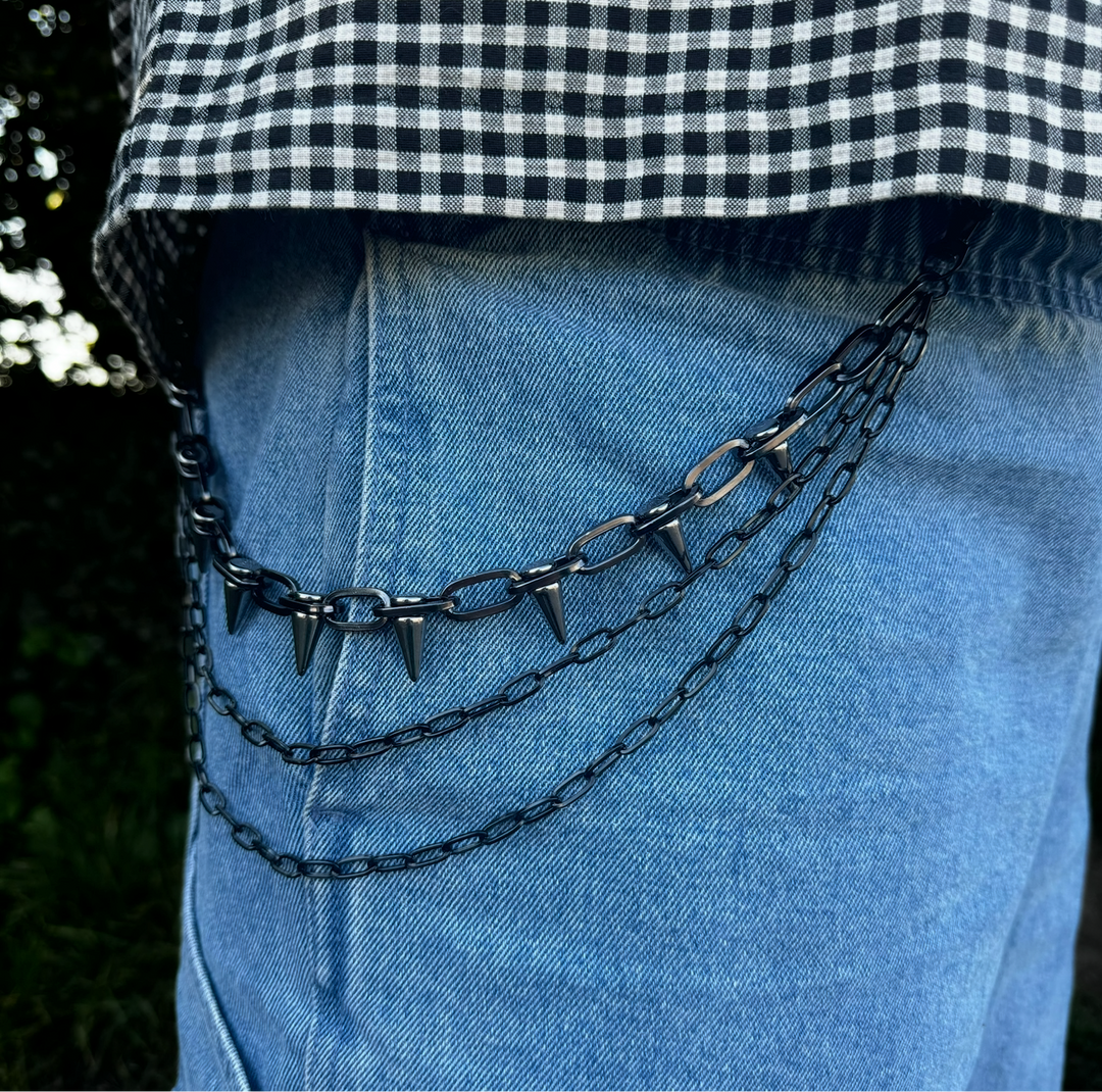 SPIKE TRIPLE PANT CHAIN - BLACK