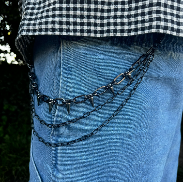 SPIKE TRIPLE PANT CHAIN - BLACK