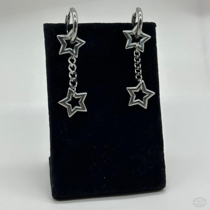 CHAINED STAR HOOP EARRINGS-Vicious Punx-Vicious Punx