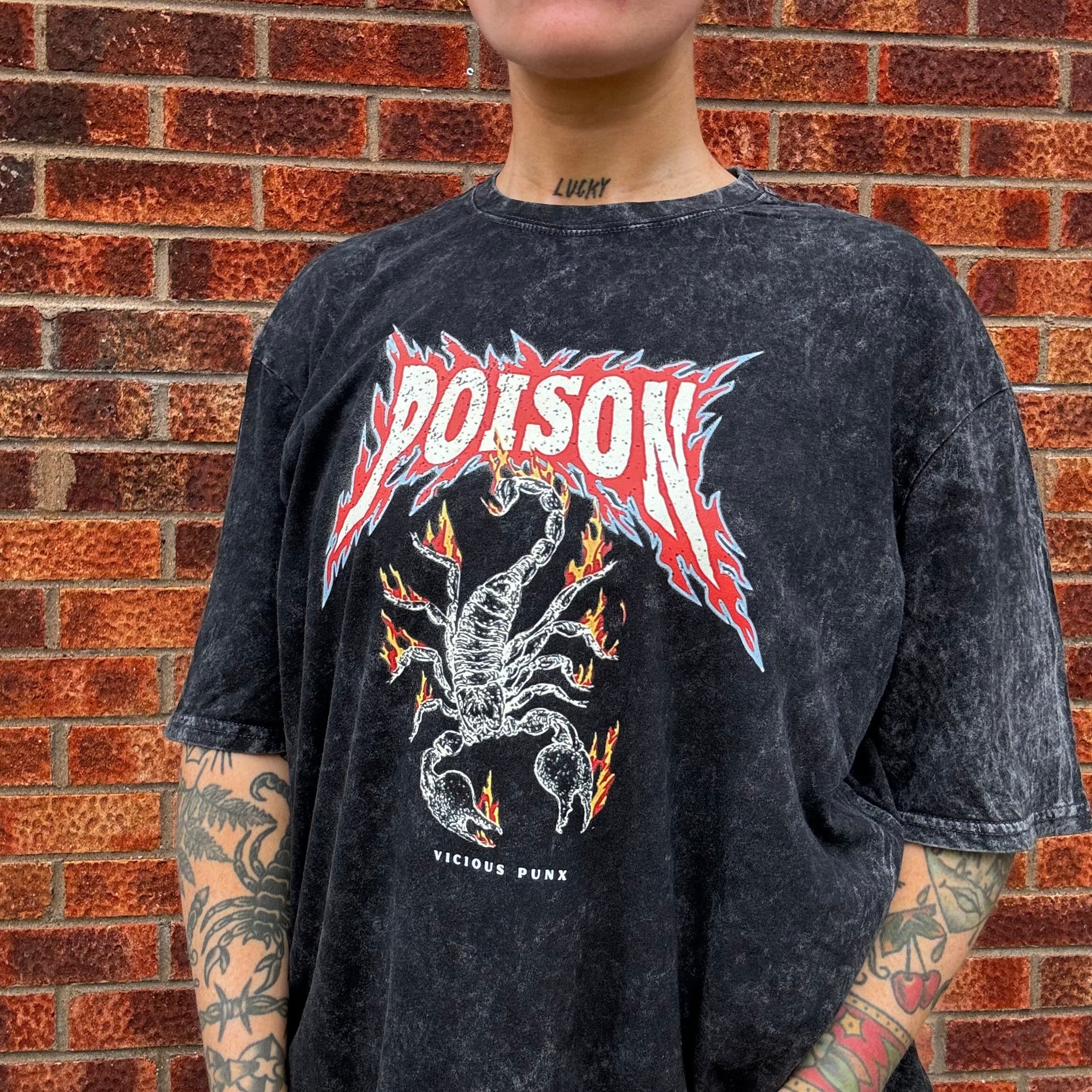 POISON SCORPION ACID WASH T-SHIRT-Vicious Punx-Vicious Punx