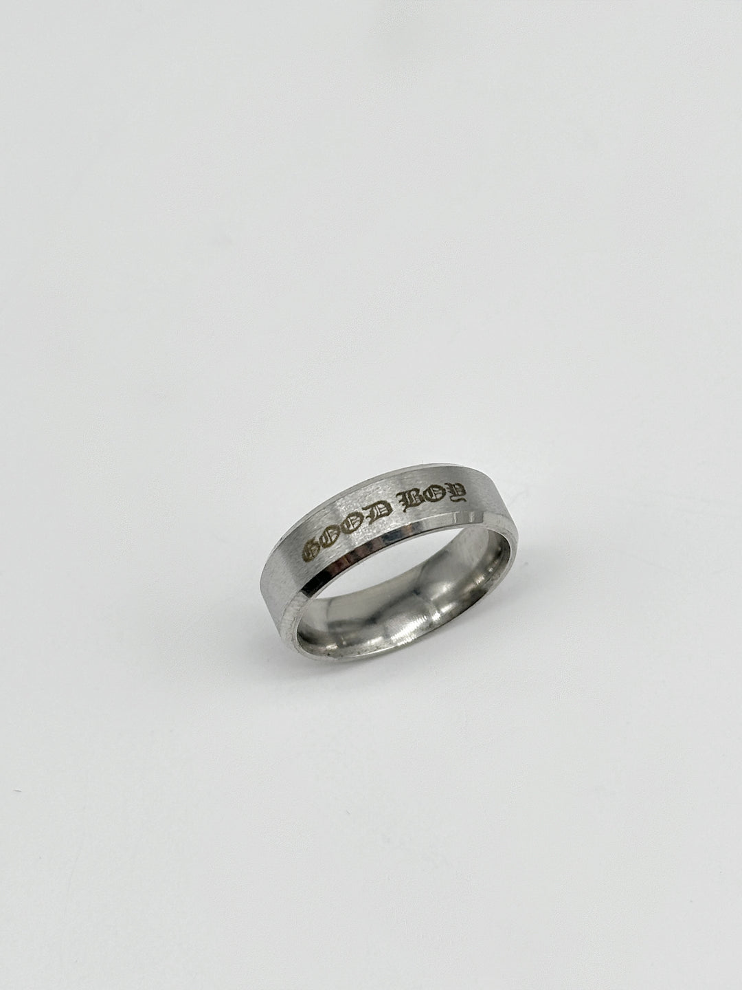 GOOD BOY ENGRAVED STAINLESS STEEL RING