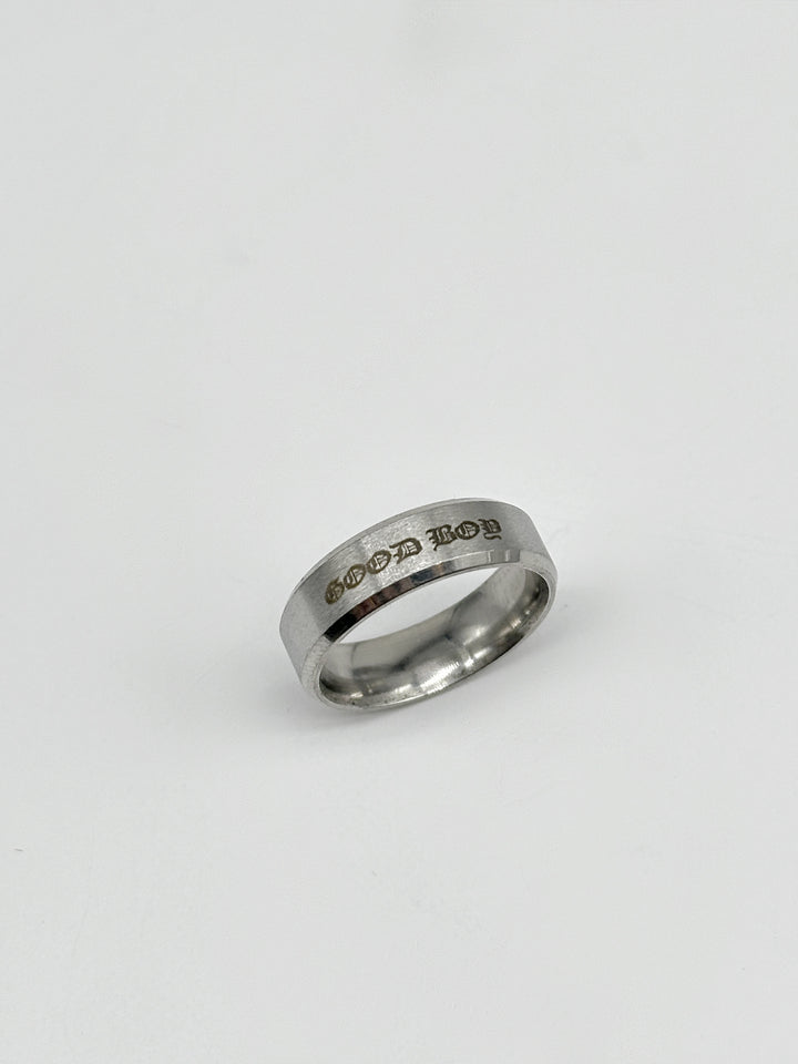 GOOD BOY ENGRAVED STAINLESS STEEL RING