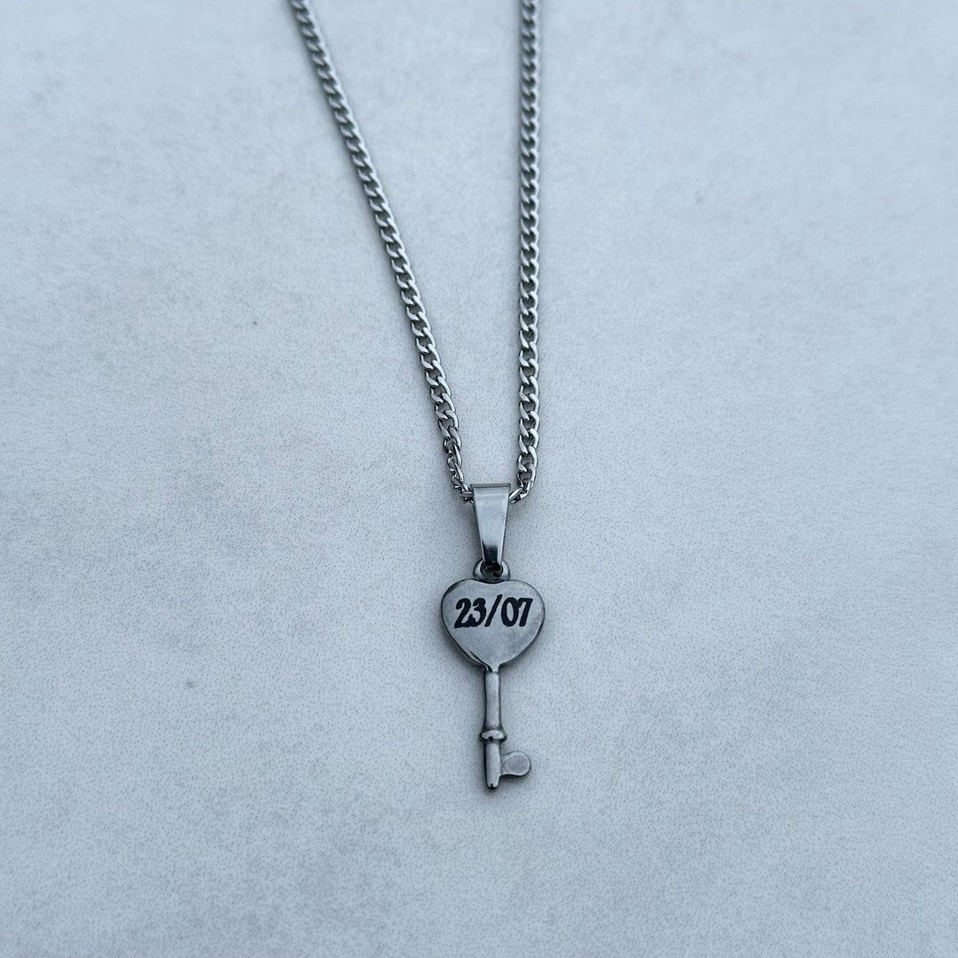 PERSONALISED HEART KEY NECKLACE