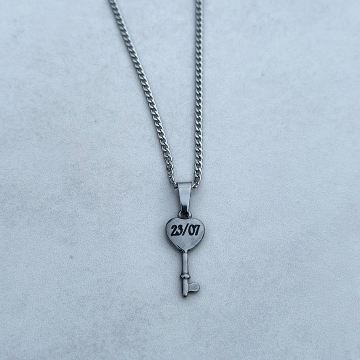 PERSONALISED HEART KEY NECKLACE