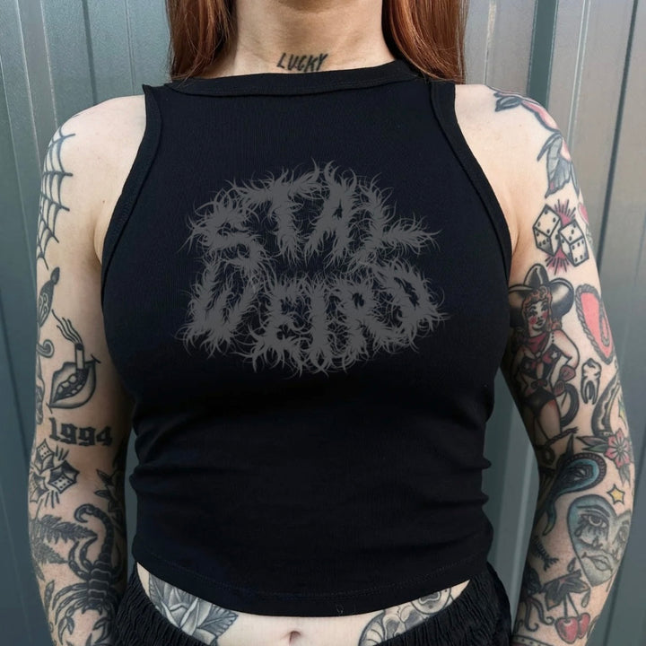STAY WEIRD RIBBED VEST TOP
