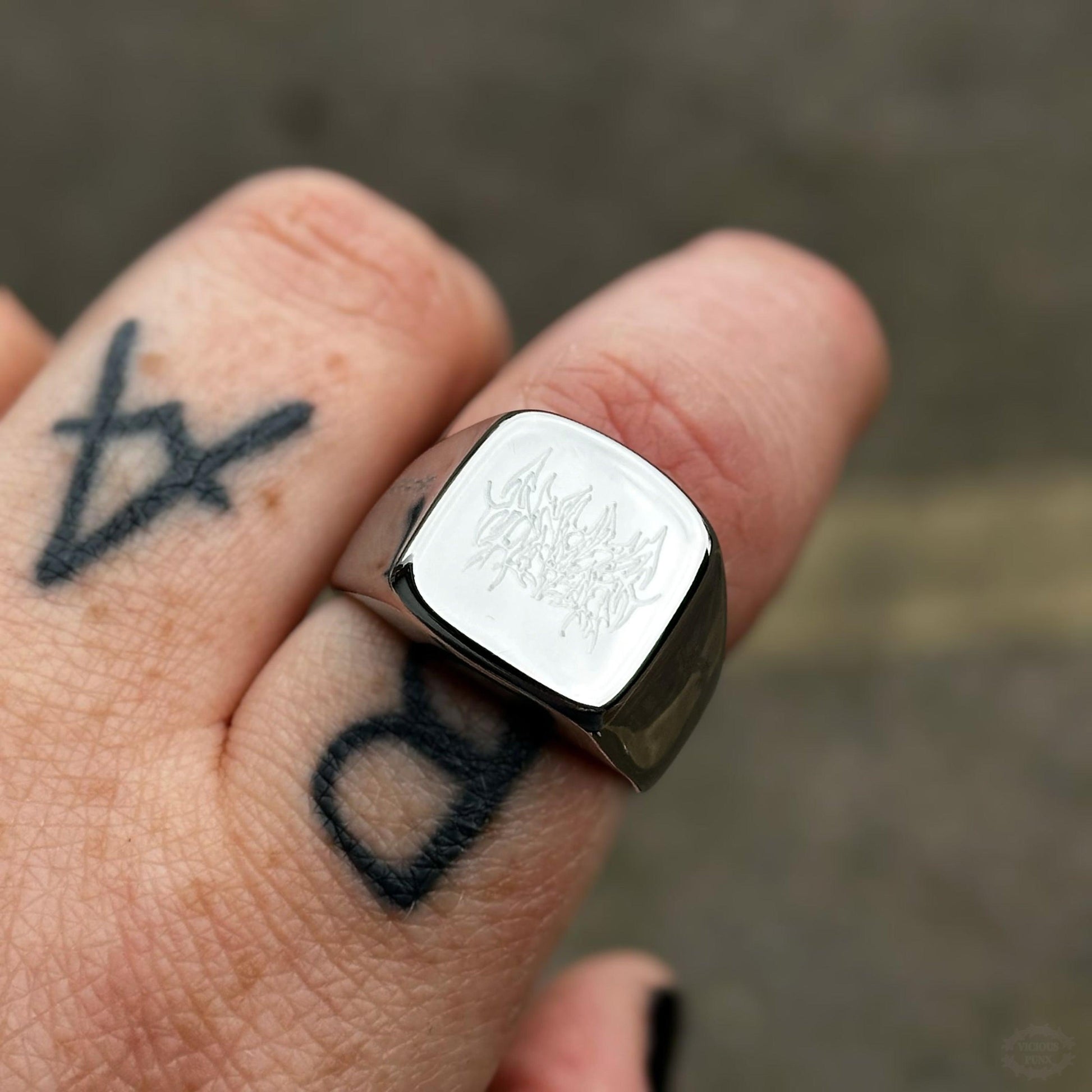 DEATH CHANT ENGRAVED RING