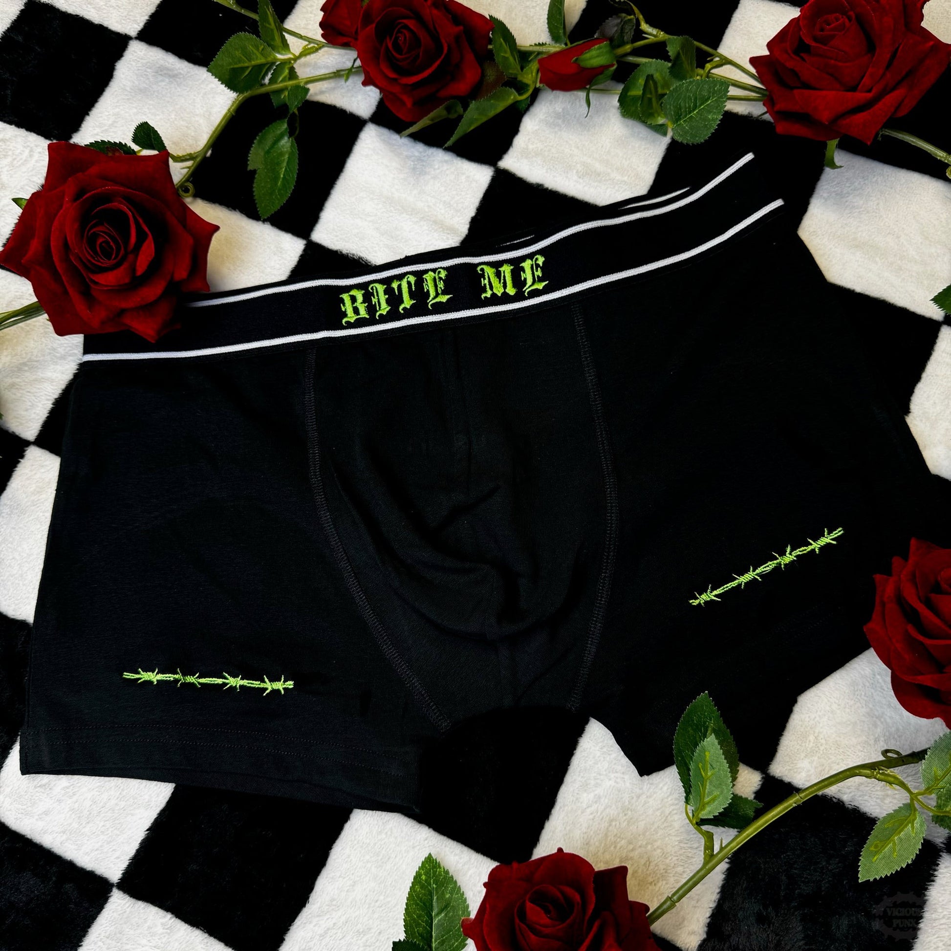 BITE ME BARBED BOXER SHORTS