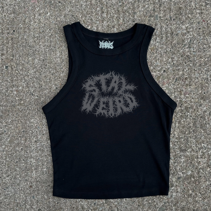 STAY WEIRD RIBBED VEST TOP
