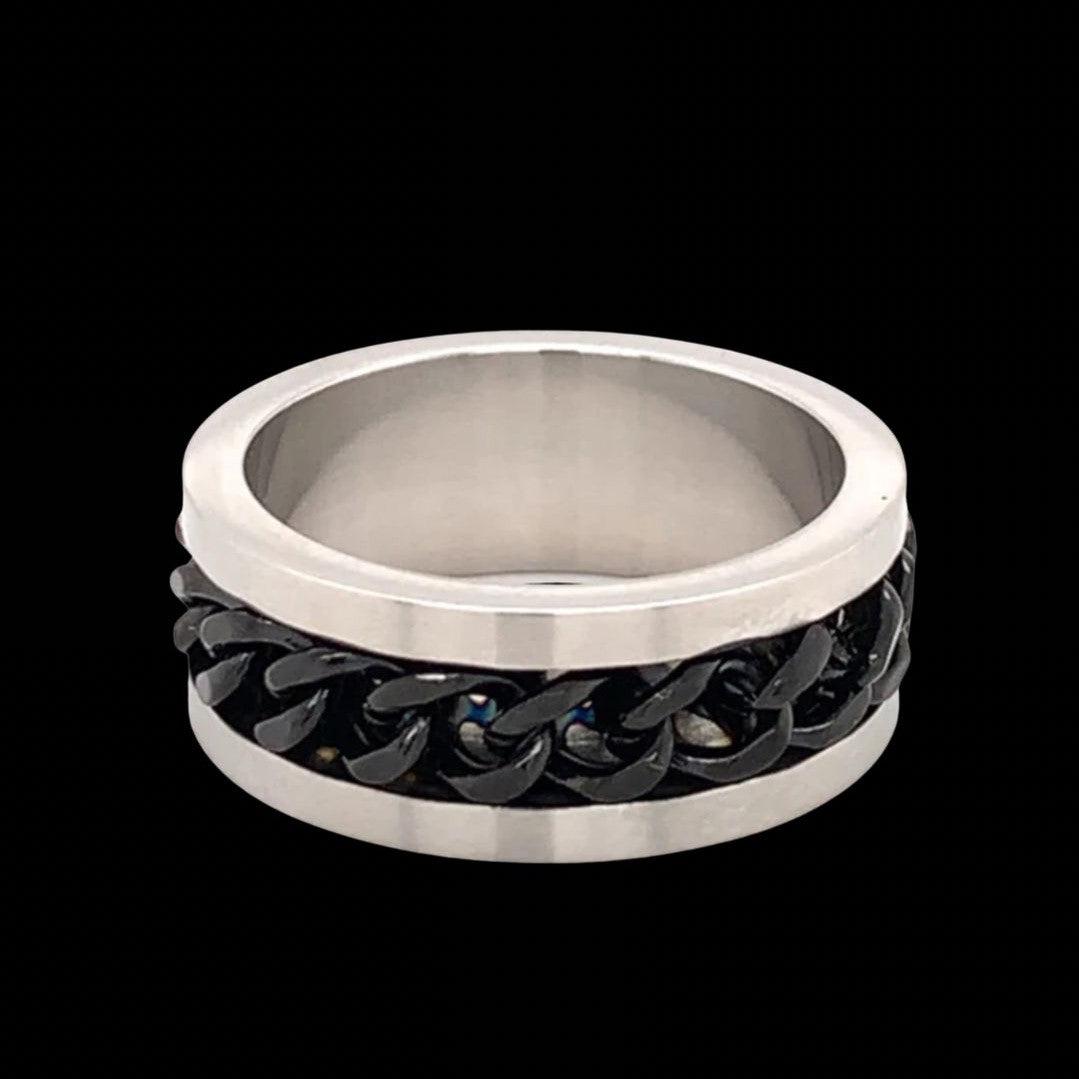 BLACK CHAIN STAINLESS STEEL RING-Vicious Punx-Vicious Punx