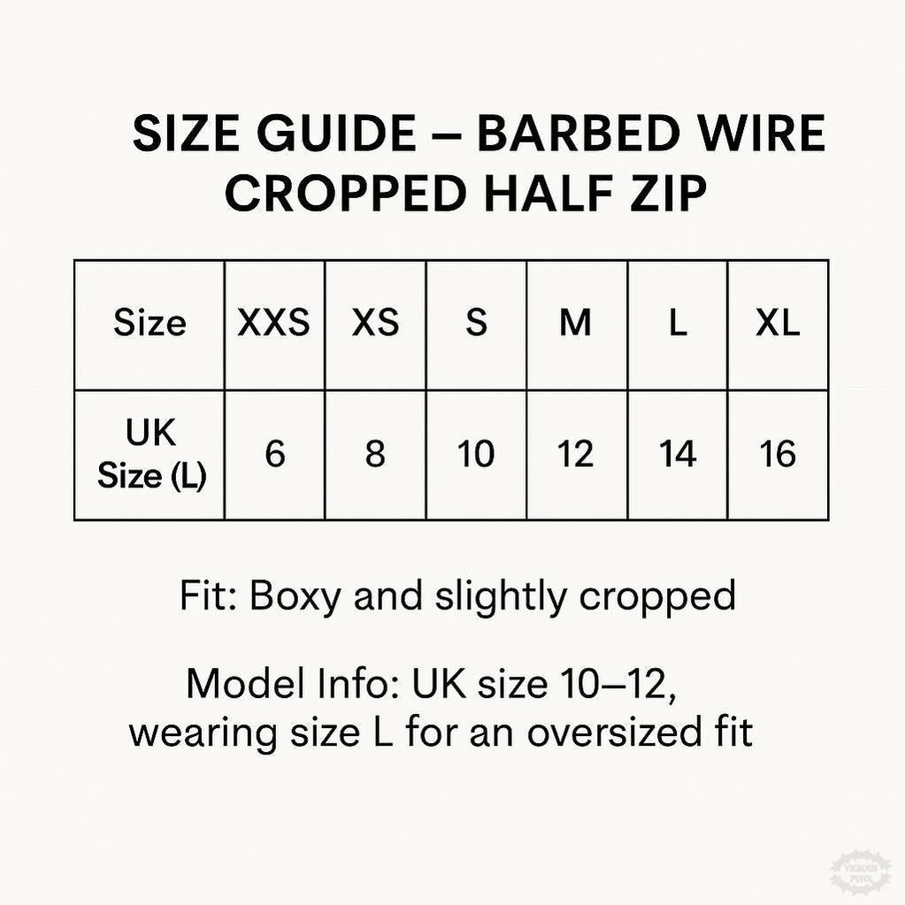 HALF ZIP BARBED WIRE CROP SWEATSHIRT