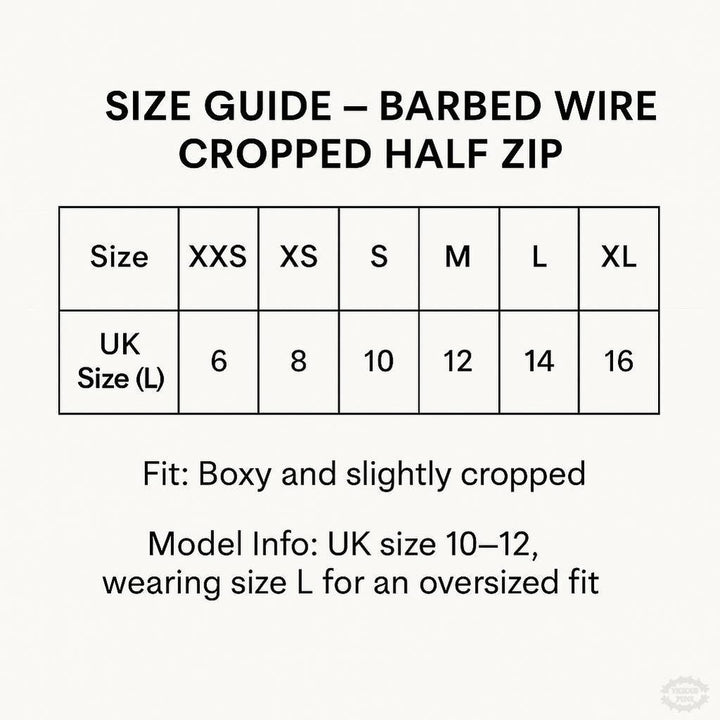 HALF ZIP BARBED WIRE CROP SWEATSHIRT