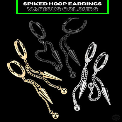 SPIKED CHAIN &amp; DANGLE EARRINGS-Vicious Punx-Vicious Punx