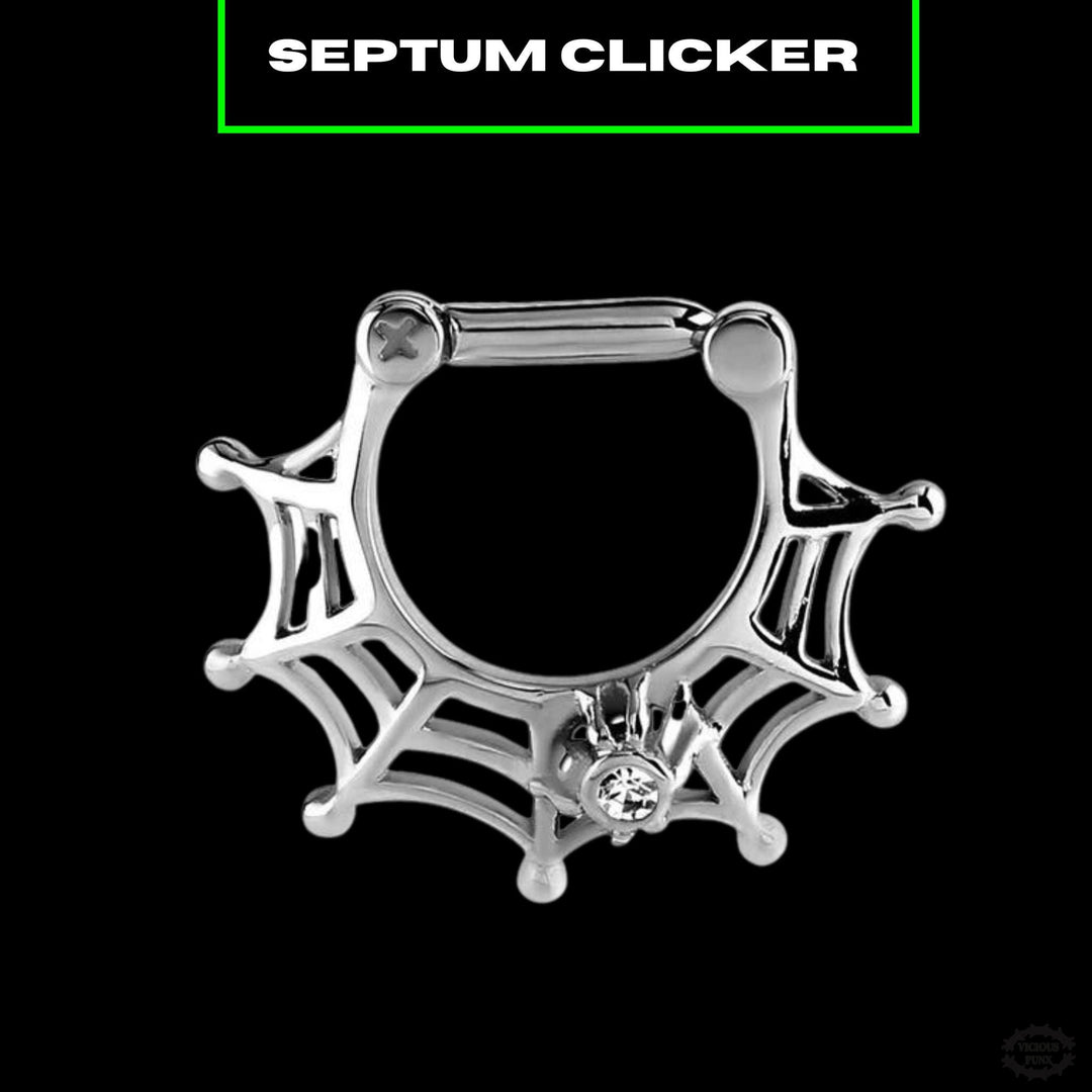 SPIDER WEB SEPTUM CLICKER RING-Vicious Punx-Vicious Punx