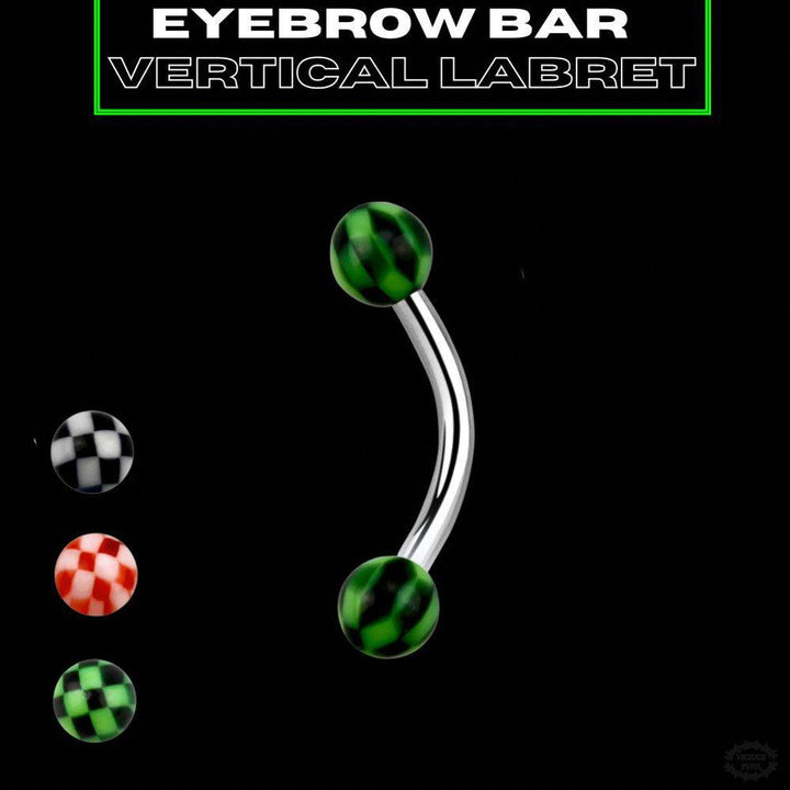 CHECKERBOARD CURVED BARBELL - EYEBROW/VERTICAL LABRET