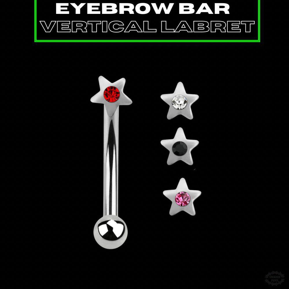 STAR GEM CURVED BARBELL - EYEBROW/VERTICAL LABRET-Vicious Punx-Vicious Punx