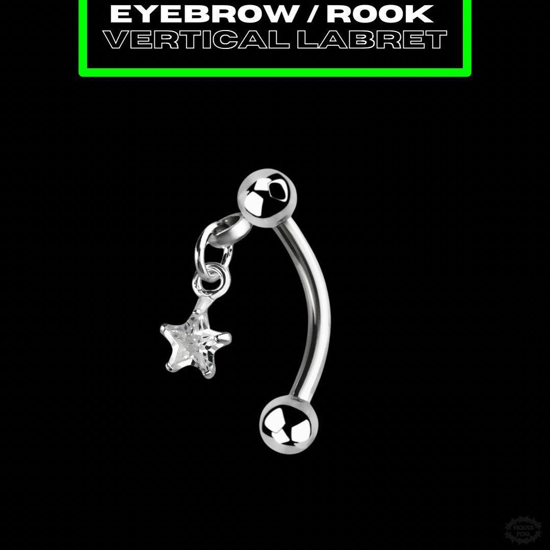 DANGLY STAR CURVED BAR - EYEBROW / ROOK-Vicious Punx-Vicious Punx