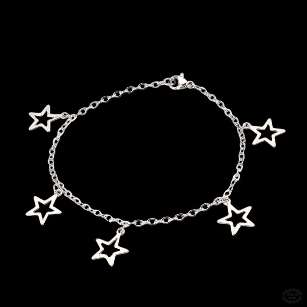 MULTI STAR THIN CHAIN BRACELET-Vicious Punx-Vicious Punx