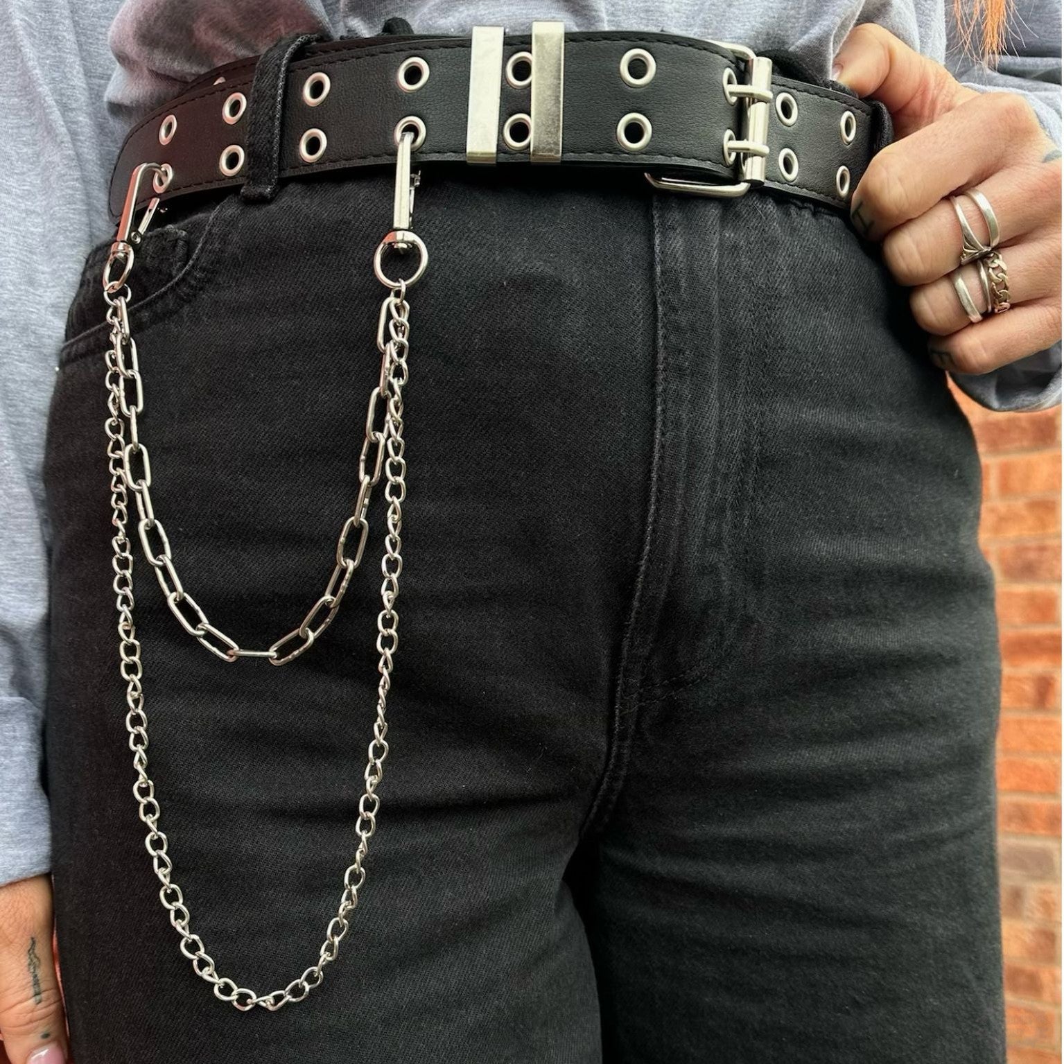 PUNK STYLE PU BELT WITH CHAIN-Vicious Punx-Vicious Punx