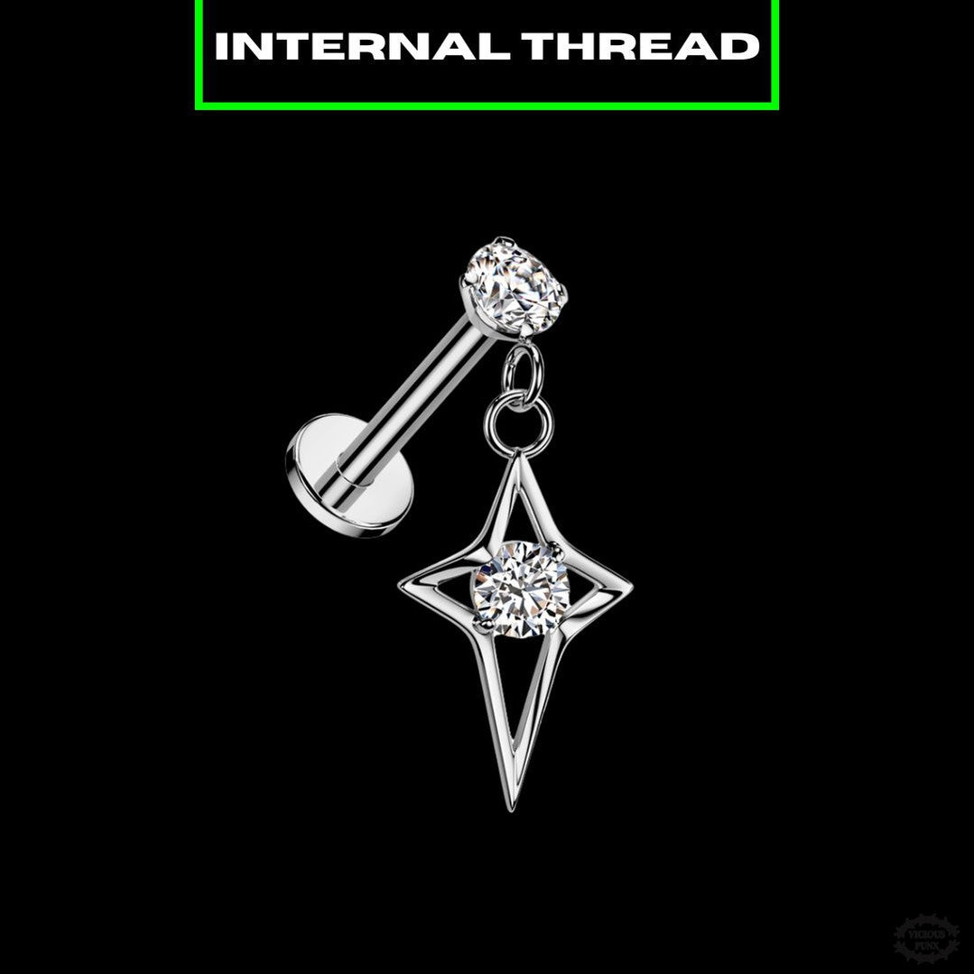 HOLLOW STAR INTERNAL THREAD FLAT TOP BARBELL-Vicious Punx-Vicious Punx