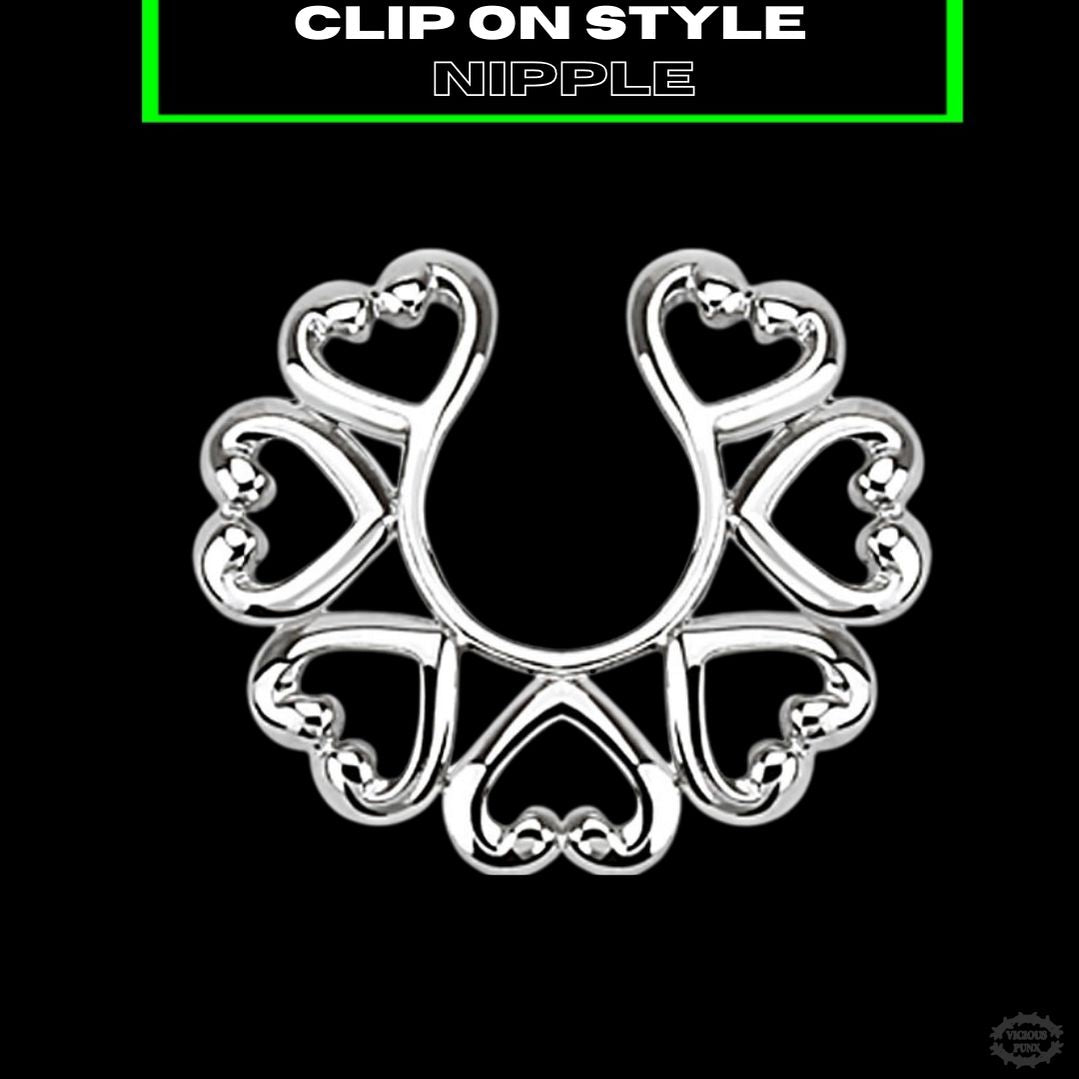 MULTI HEART CLIP ON NIPPLE RING-Vicious Punx-Vicious Punx