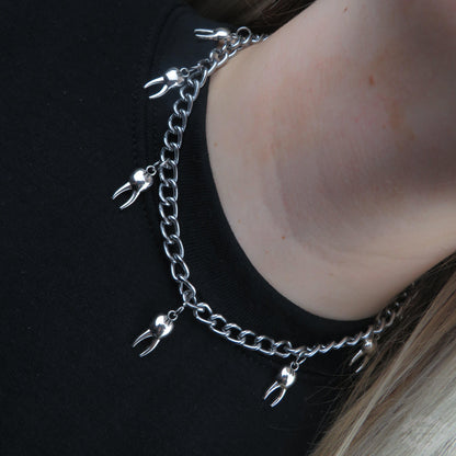 MULTI SILVER TONE TOOTH CHAIN NECKLACE-Vicious Punx-Vicious Punx