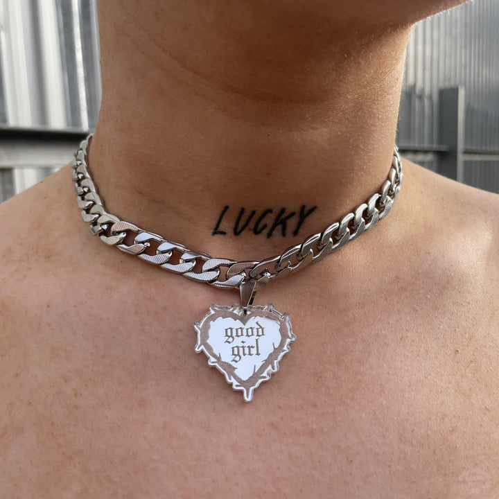 CHUNKY BARBED HEART CHOKER NECKLACE - CUSTOMISABLE
