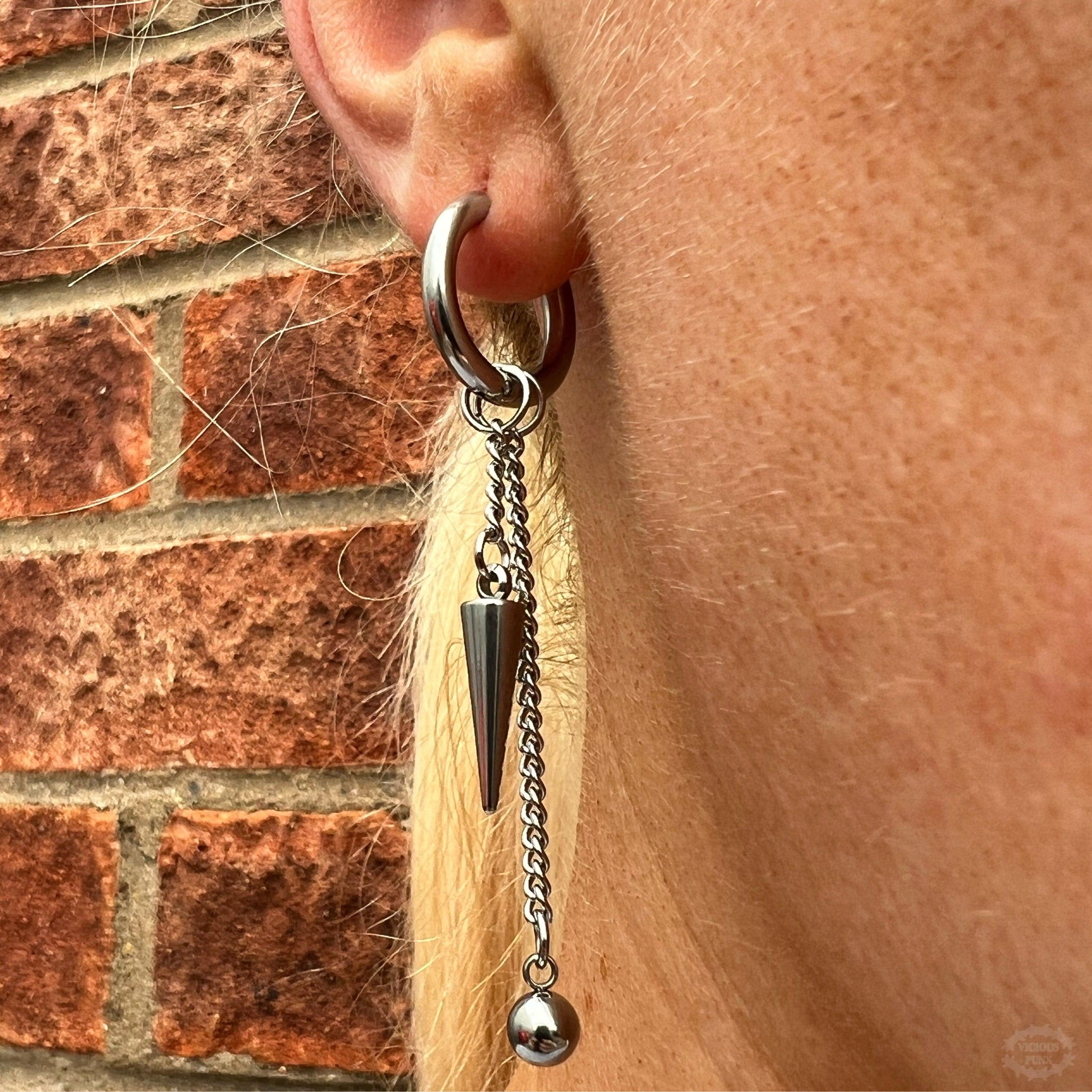 SPIKED CHAIN &amp; DANGLE EARRINGS-Vicious Punx-Vicious Punx