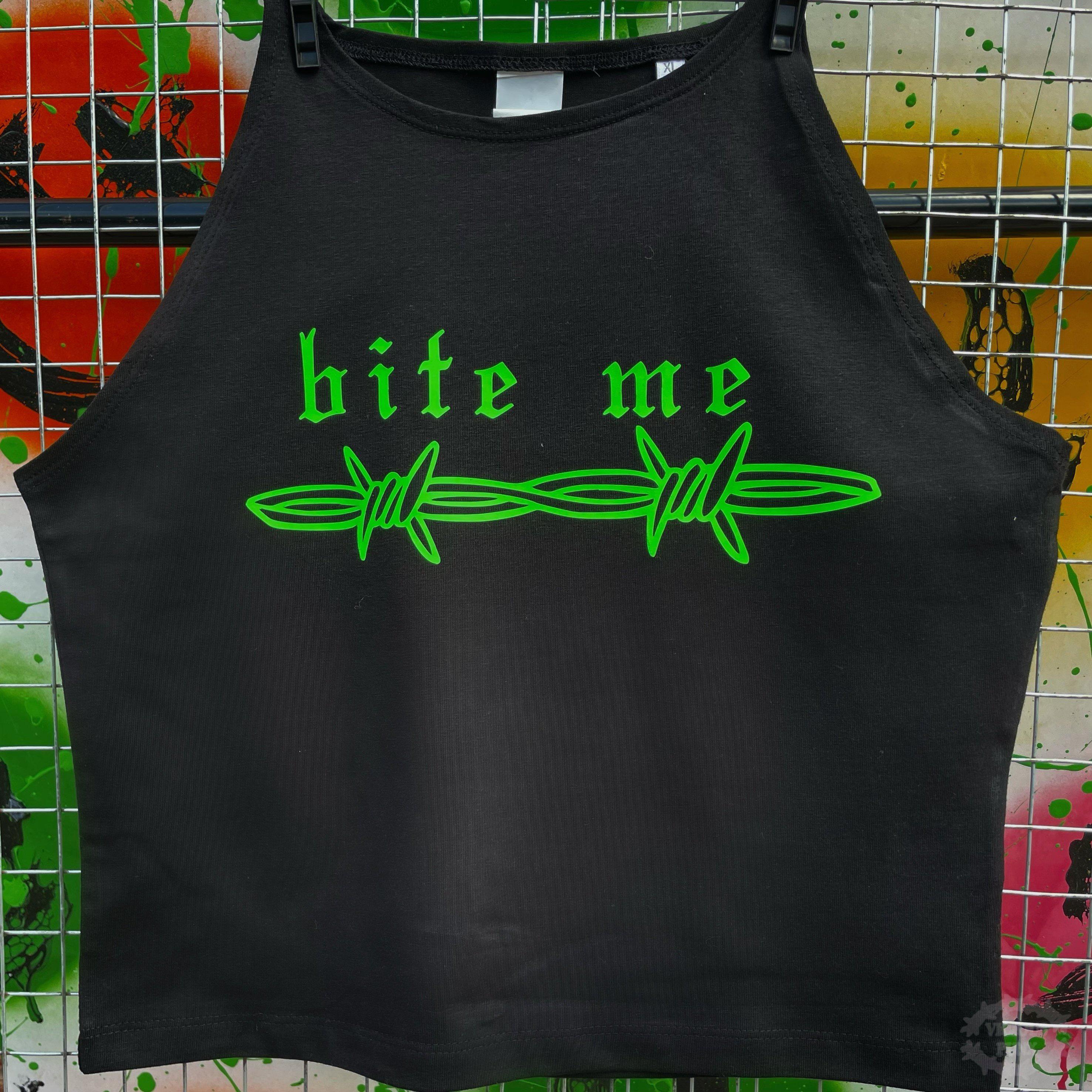 ‘BITE ME’ BARBED WIRE BLACK VEST