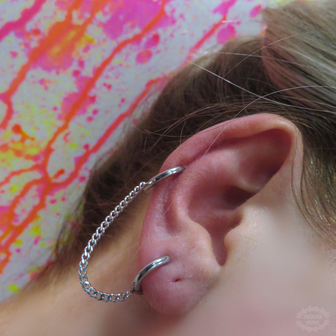 CHAIN LINK CLICKER HOOP EARRINGS-Vicious Punx-Vicious Punx