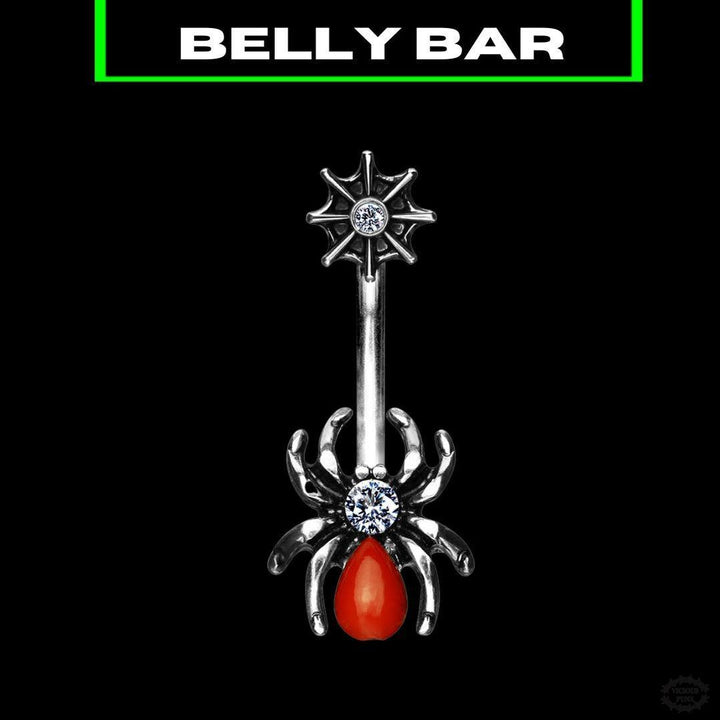 RED SPIDER & WEB BELLY BAR-Vicious Punx-Vicious Punx