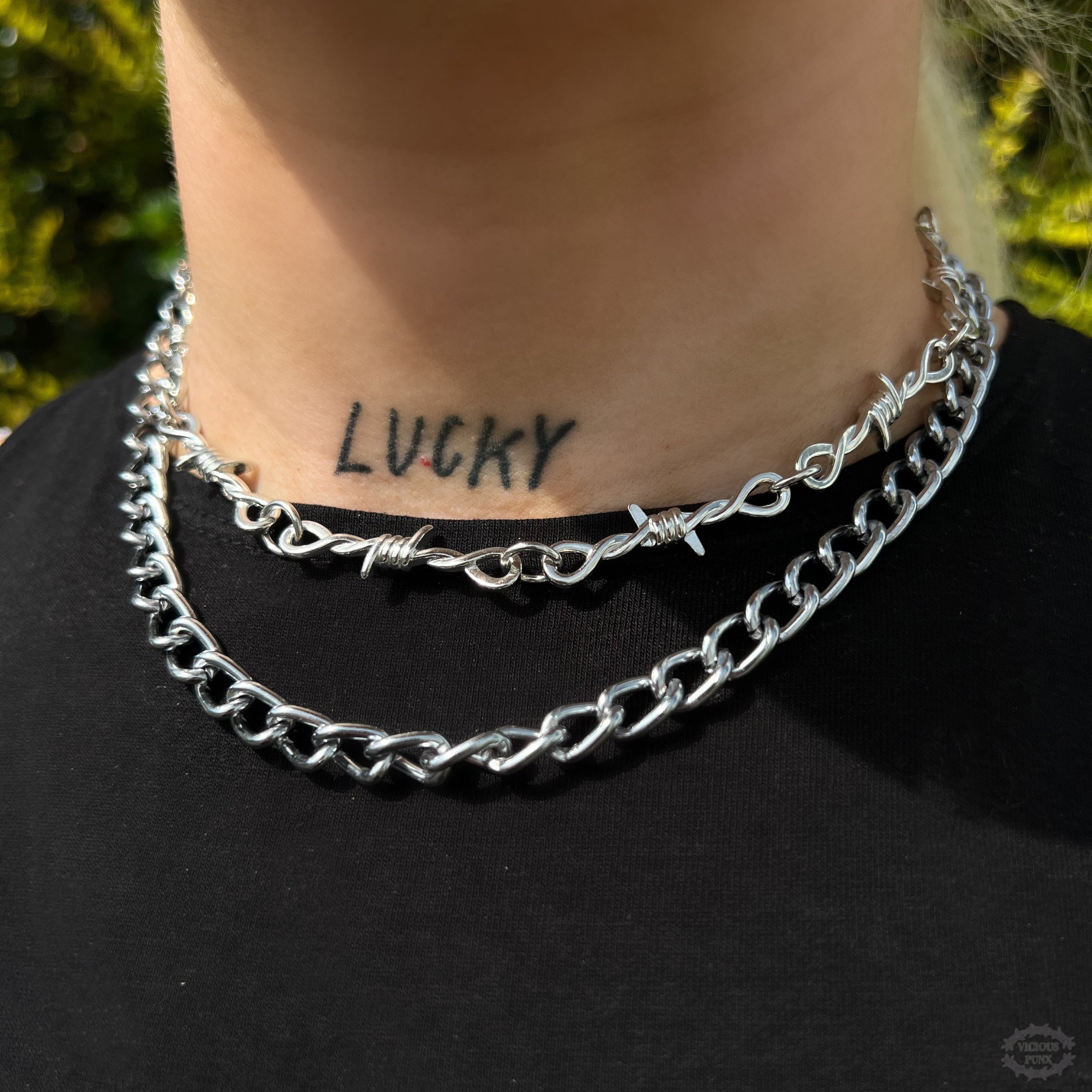 BARBED WIRE DOUBLE NECKLACE-Vicious Punx-Vicious Punx