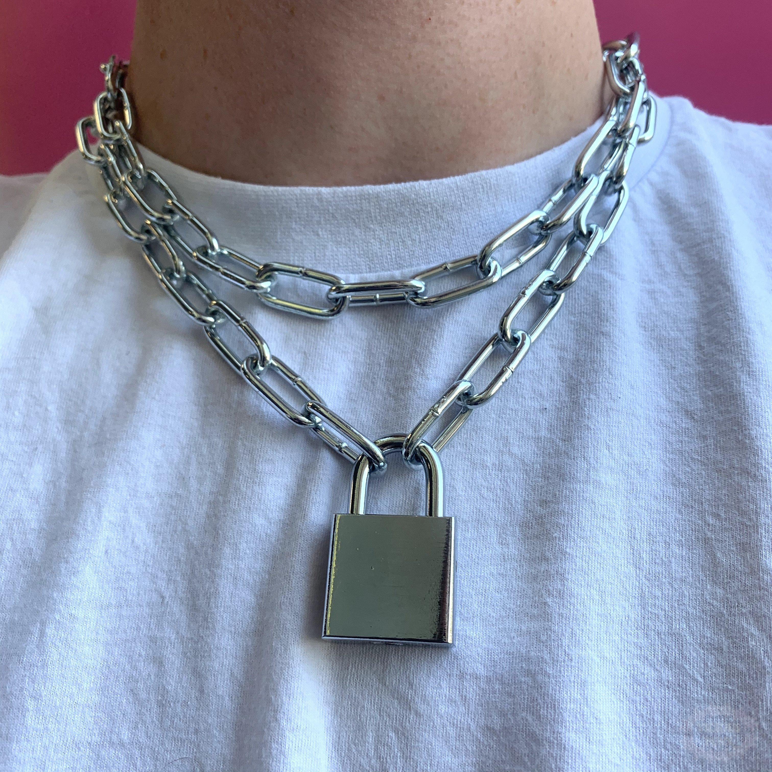 DOUBLE SILVER PADLOCK NECKLACE-Vicious Punx-Vicious Punx