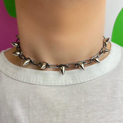 SPIKED PAPERCLIP CHAIN NECKLACE-Vicious Punx-Vicious Punx
