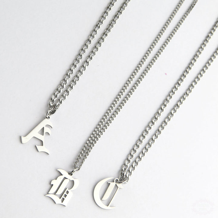 OLD ENGLISH INITIAL LETTER NECKLACE