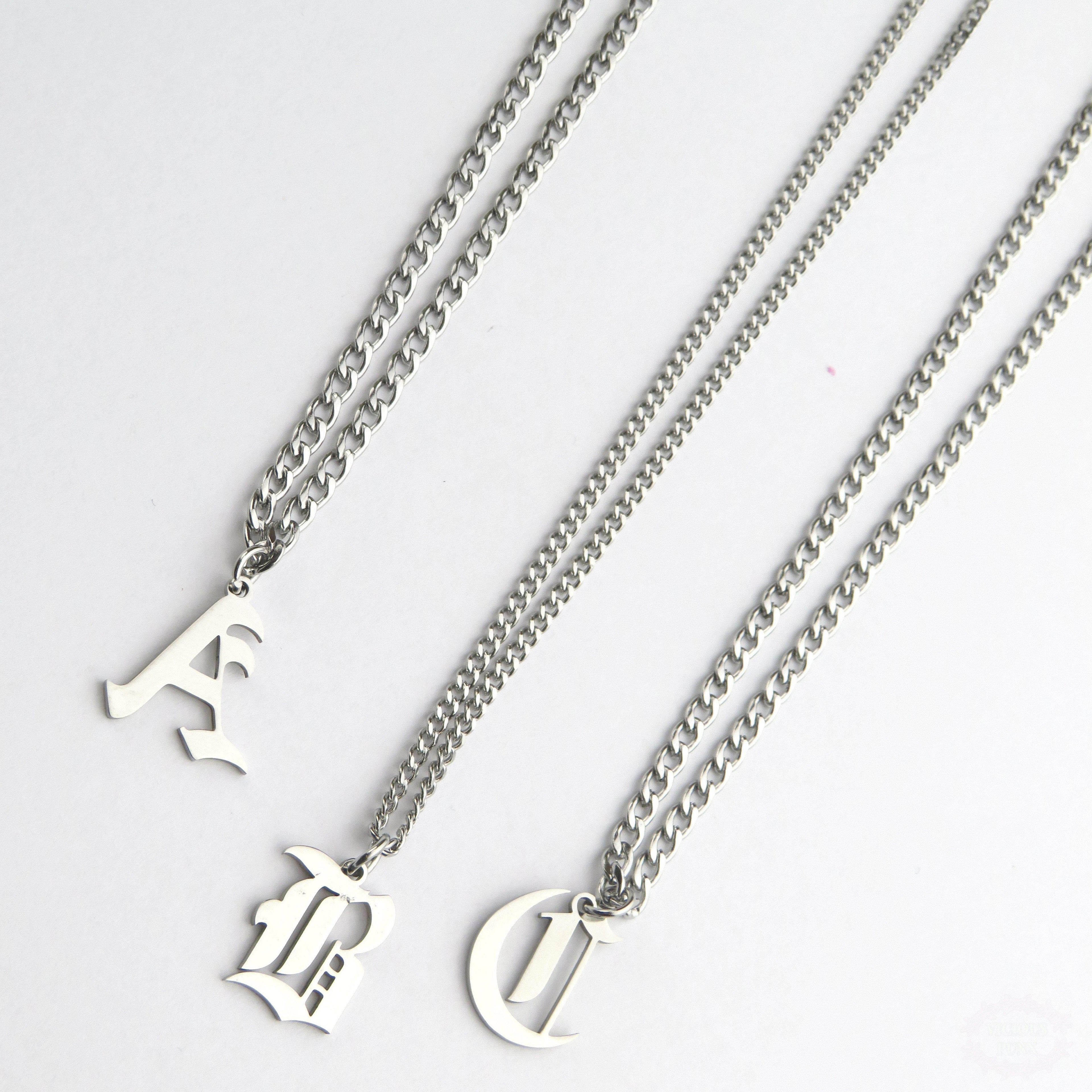 OLD ENGLISH INITIAL LETTER NECKLACE-Vicious Punx-Vicious Punx