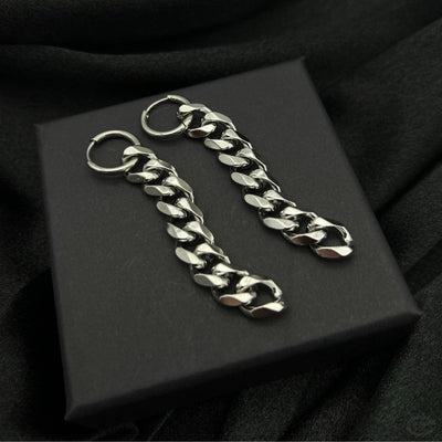 STAINLESS STEEL CHAIN HOOP EARRINGS-Vicious Punx-Vicious Punx