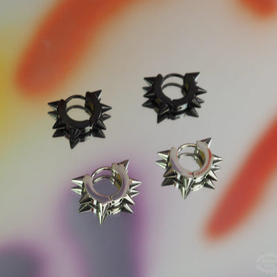 SPIKED HUGGIE HOOP EARRINGS-Vicious Punx-Vicious Punx