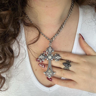 XL FILIGREE CROSS NECKLACE-Vicious Punx-Vicious Punx
