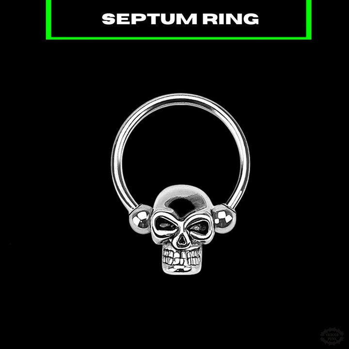 SKULL FACE SURGICAL STEEL SEPTUM / NIPPLE RING-Vicious Punx-Vicious Punx