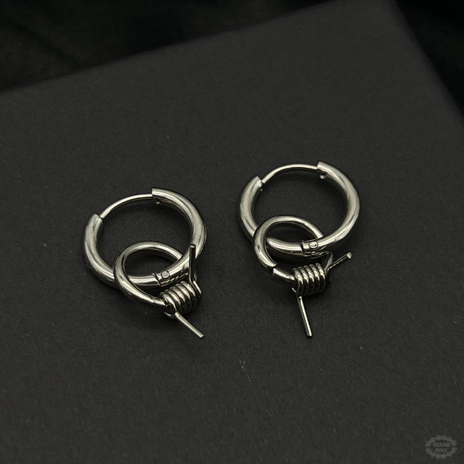 LINKED BARB HOOP EARRINGS-Vicious Punx-Vicious Punx