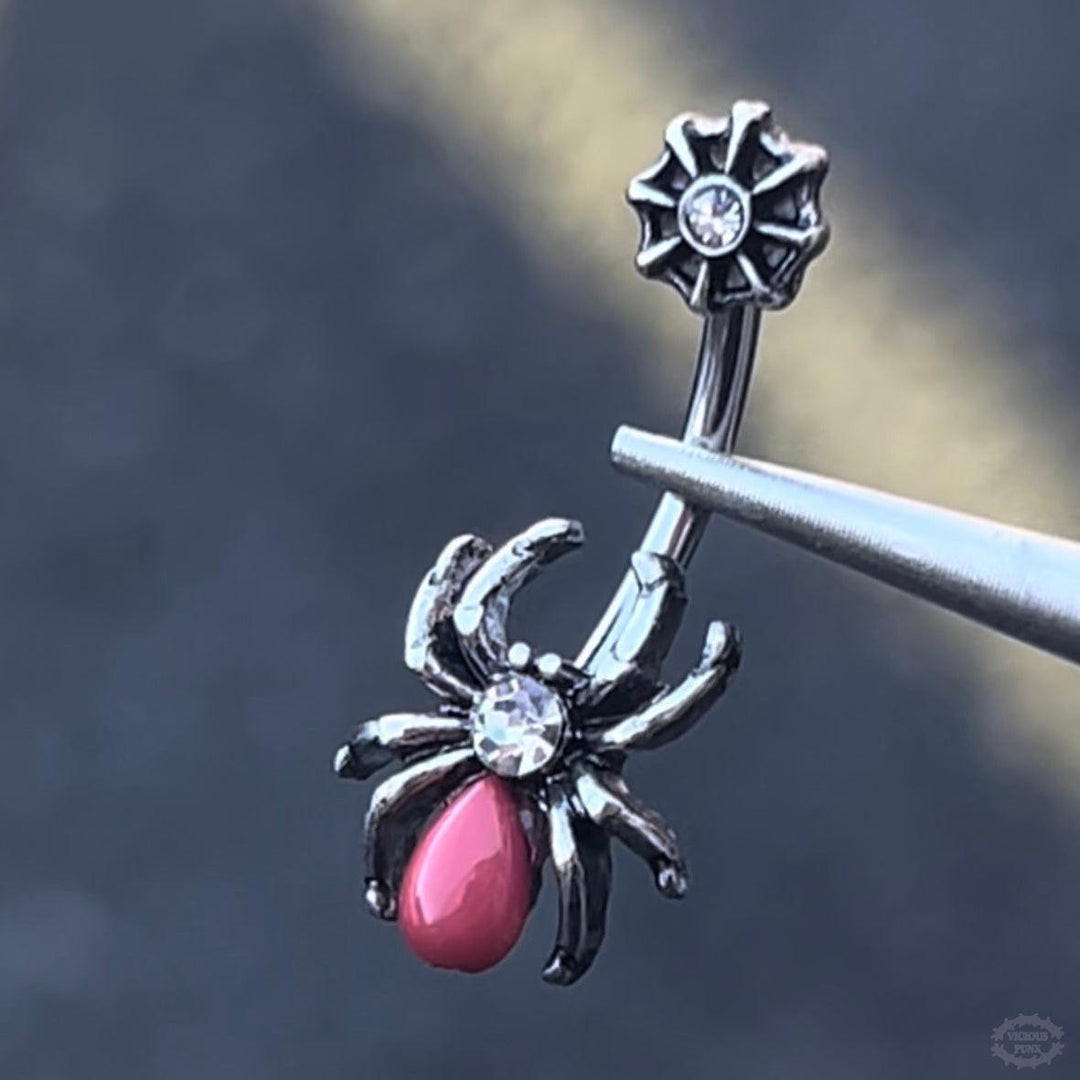RED SPIDER & WEB BELLY BAR-Vicious Punx-Vicious Punx