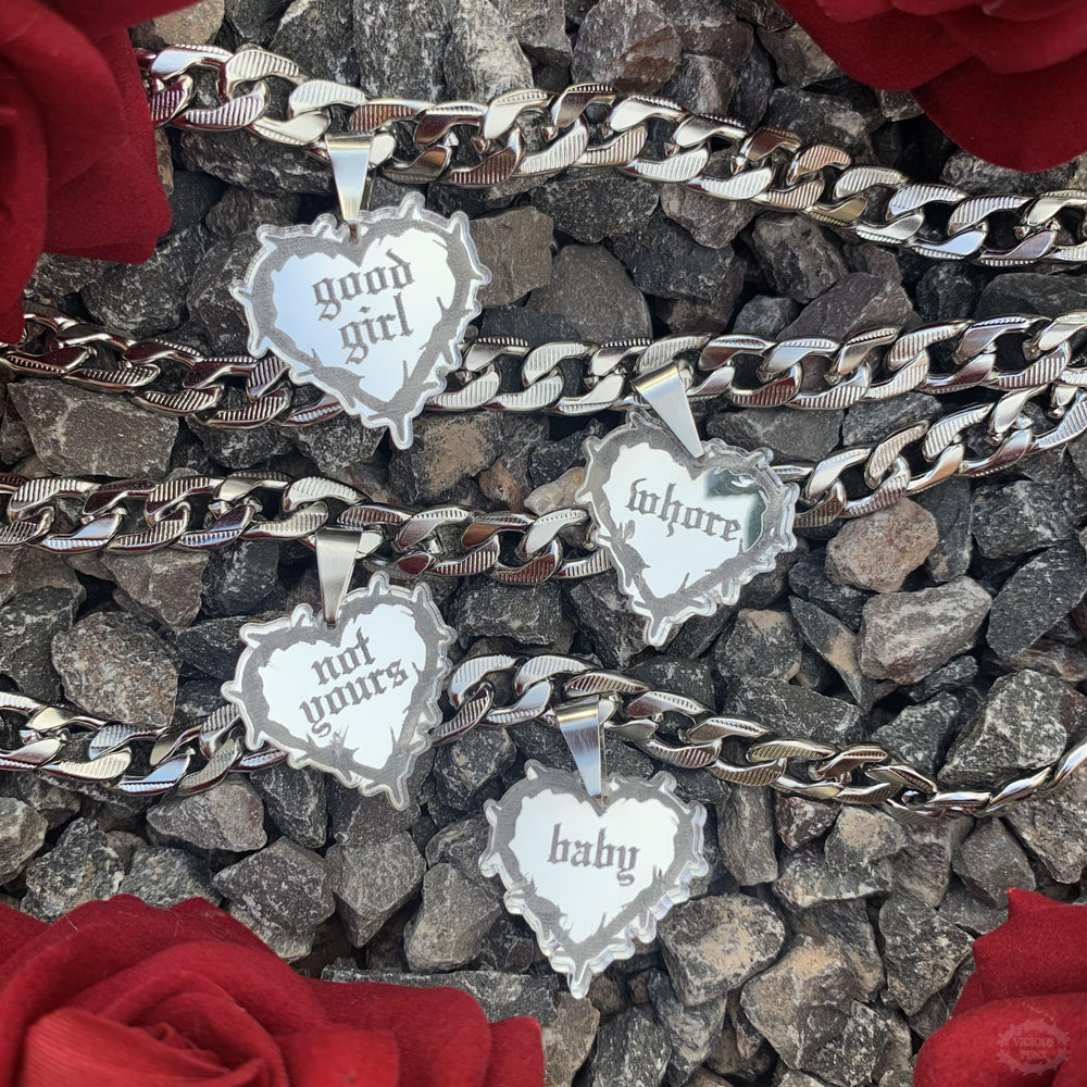 CHUNKY BARBED HEART CHOKER NECKLACE - CUSTOMISABLE-Vicious Punx-Vicious Punx